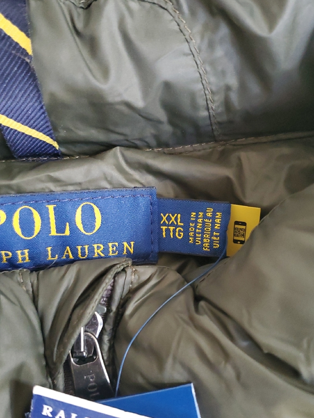 Polo by Ralph Lauren Olive Quilted Puffer Vest with Orange Pony - Picture 5 of 7